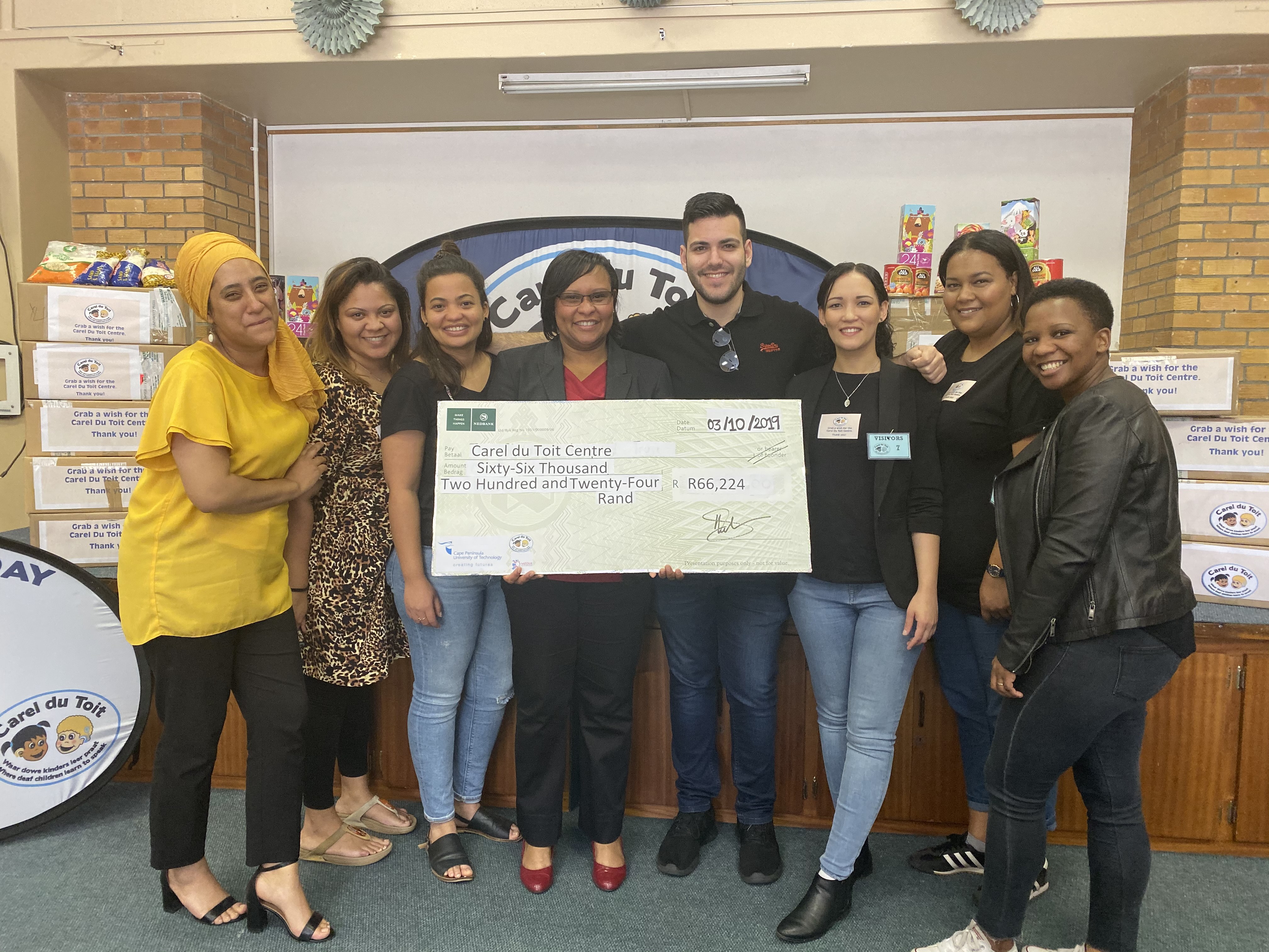 Grab A Wish cheque handover — R66,224 raised for Carel du Toit Centre