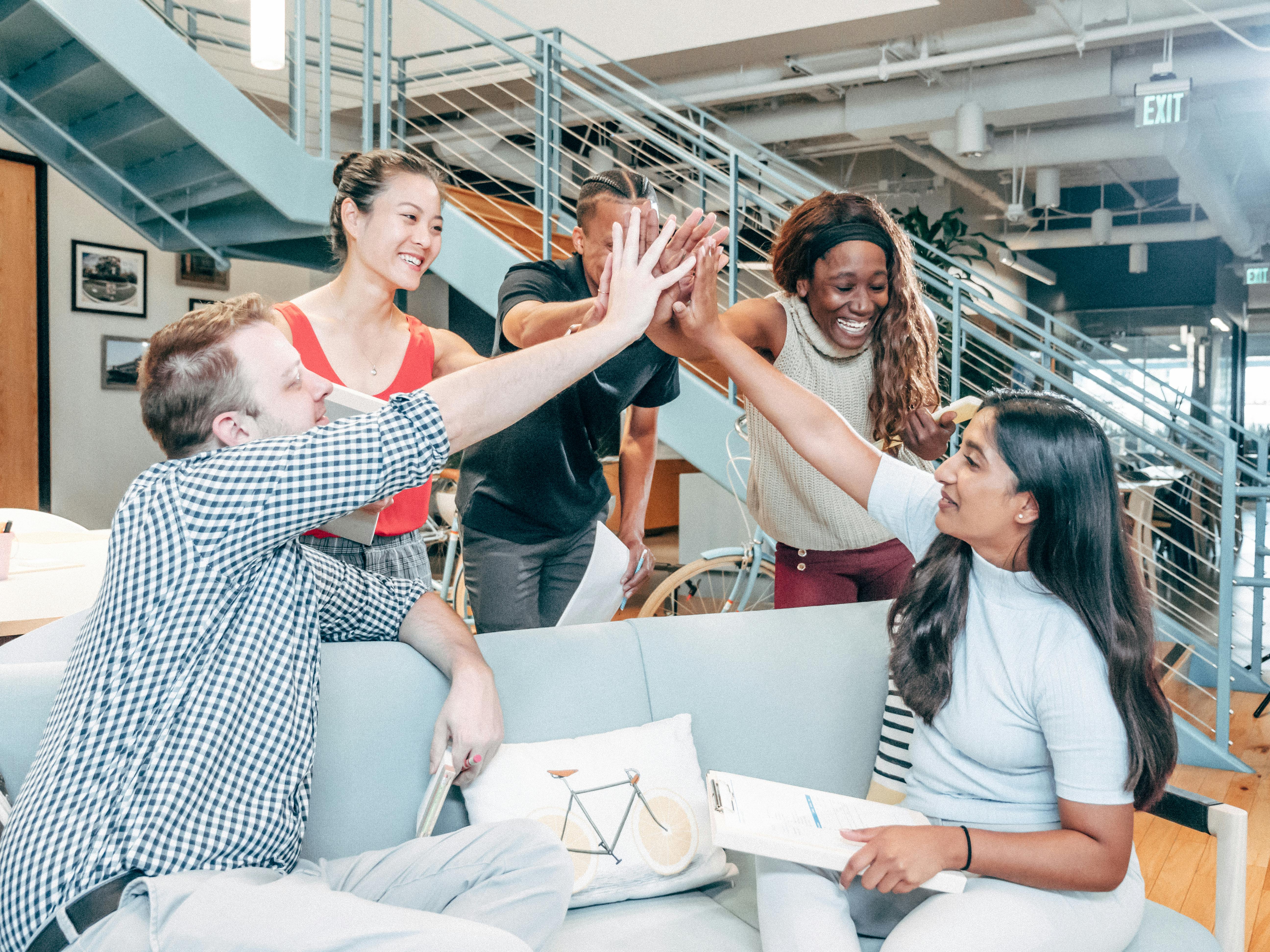 Diverse team connecting